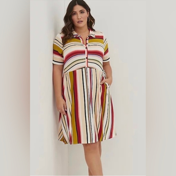 Torrid Colorful Striped Midi Skater Dress 👗 W/ Pockets 😉 Size 2X - Picture 5 of 12
